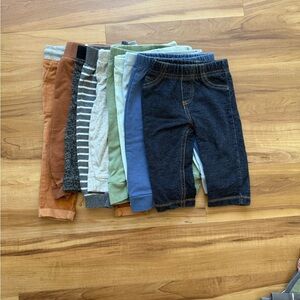 10 baby 6-9m Bottoms Pack - Blue, Green, Gray, Brown